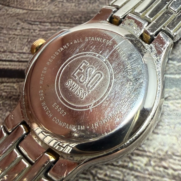 ESQ BY MOVADO SWISS TWO TONE BRACELET WHITE DATE WOMEN WATCH E5002